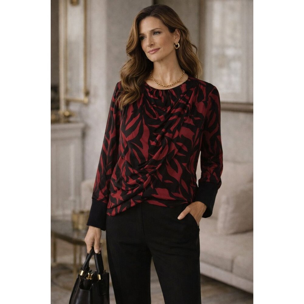 Quiet Luxury Donna Karan Power Draped Top | Rich Mom Energy | XL | NWT